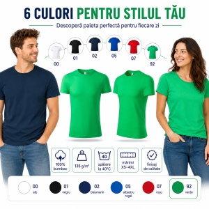 Tricou Unisex Parade din 100% Bumbac, 135 g/m², Guler Rotund, Mărimi XS–4XL - Img 7