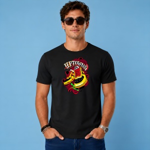 Tricou Uptowns Ghete Galbene Rosii Urban Culture Street Art, din bumbac 100%, tricou negru, Copii | Dama | Barbat - Img 2