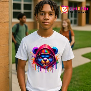 Tricou Urs cu hanorac colorat si atitudine urbana Copii | Dama | Barbat - Img 4