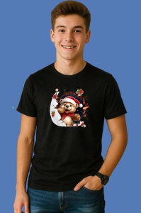 Tricou Ursulet In Stil Vintage Craciun, din bumbac 100% Copii | Dama | Barbat - Img 2