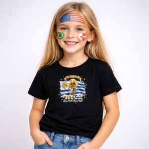 Tricou Uruguay World Cup 2026 Fifa V2, din bumbac 100%, tricou negru, Copii | Dama | Barbat