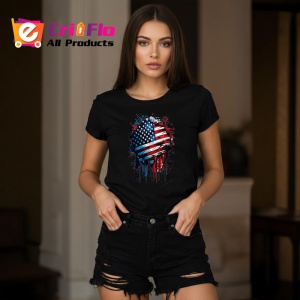 Tricou USA Steag Splash Art, Copii | Dama | Barbat, culoare negru - Img 10