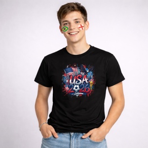 Tricou Usa World Cup 2026 Fifa, din bumbac 100%, tricou negru, Copii | Dama | Barbat - Img 2