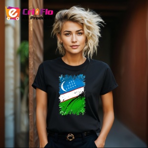 Tricou Uzbekistan Steag Splash Art, Copii | Dama | Barbat, culoare negru - Img 12