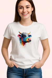 Tricou Vaca multicolora ferma reinterpretata in stil modern Copii | Dama | Barbat - Img 3