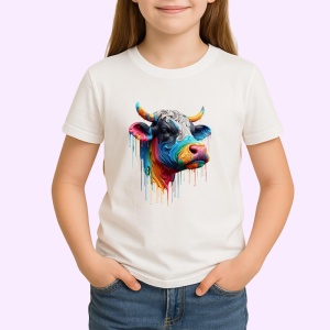 Tricou Vaca multicolora ferma reinterpretata in stil modern Copii | Dama | Barbat - Img 4