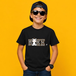 Tricou Vacuta Model Leopard Logo Fashion Alb Negru, din bumbac 100%, tricou negru, Copii | Dama | Barbat - Img 3