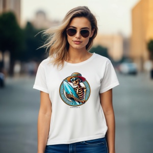 Tricou Vara Fara Sfarsit , Surfing in esenta - Skeleton Summer Surf Beach - Copii | Dama | Barbat - Img 11