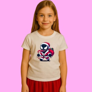 Tricou Venom Christmas Chibi Cu Sac De Cadouri, din bumbac 100%, tricou alb, Copii | Dama | Barbat