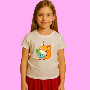 Tricou Veverita Cu Bradut, din bumbac 100%, tricou alb, Copii | Dama | Barbat