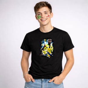 Tricou Vinicius Jr Brazil World Cup Fifa 2026 V3, din bumbac 100%, tricou negru, Copii | Dama | Barbat