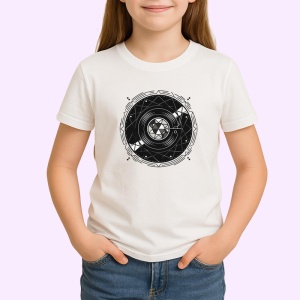 Tricou Vinil Abstract Rotund Alb Negru, Copii | Dama | Barbat - Img 3