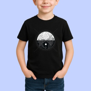 Tricou Vinil Negru Cerc Geometric, Copii | Dama | Barbat, culoare negru - Img 3
