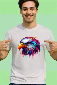 Tricou Vultur curcubeu realist in stil graffiti Copii | Dama | Barbat - Img 2