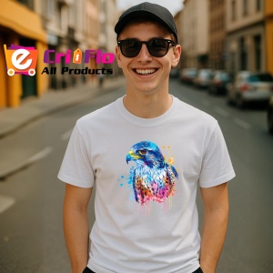 Tricou Vultur in culori pastel fundal alb Copii | Dama | Barbat - Img 5