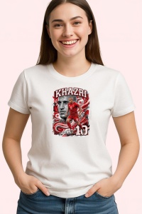 Tricou Wahbi Khazri Tunisia Mijlocas Fotbal, din bumbac 100% , tricou alb pentru Copii | Dama | Barbat - Img 2