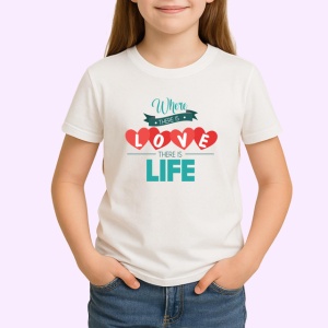 Tricou Where There Is Love There Is Life Turcoaz, din bumbac 100% , tricou alb pentru Copii | Dama | Barbat - Img 2