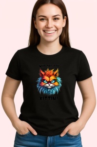 Tricou Who are you kittin mesaj amuzant pisica cu atitudine, Copii | Dama | Barbat , tricou negru - Img 3
