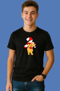 Tricou Winnie Cu Baston Rosu Alb Craciun, din bumbac 100% Copii | Dama | Barbat - Img 2