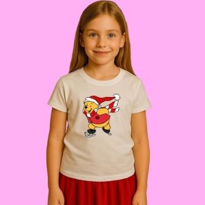 Tricou Winnie Imbracat De Iarna, din bumbac 100%, tricou alb, Copii | Dama | Barbat