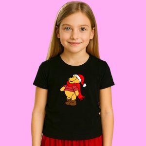 Tricou Winnie In Pulover Rosu Si Caciula Craciun, din bumbac 100% Copii | Dama | Barbat