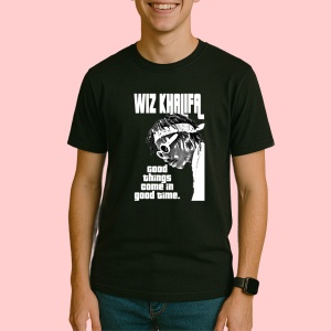 Tricou wiz khalifa alb contur, muzica Pop / Country (ini?ial), Dama | Barbat | Copii, Culoare Negru - Img 3