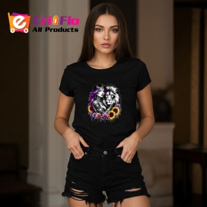 Tricou Woman and lion wild love, femeie si leu dragoste salbatica, Copii | Dama | Barbat , tricou negru