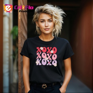 Tricou Xoxo Text Roz Pastelat Inimi V1, din bumbac 100%, tricou negru Copii | Dama | Barbat - Img 8