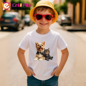 Tricou Yorkshire Terrier si pisica neagra expresie a dragostei Copii | Dama | Barbat Barbat - Img 14