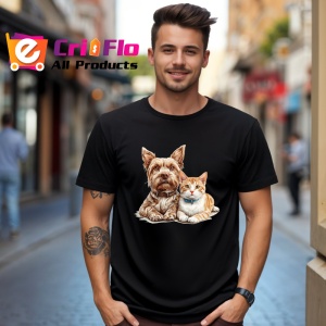 Tricou Yorkshire Terrier si pisica tabby portocalie prietenie naturala Copii | Dama | Barbat Barbat - Img 17