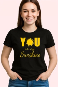Tricou You Are My Sunshine Soare Galben Design Cald, din bumbac 100%, tricou negru Copii | Dama | Barbat - Img 3