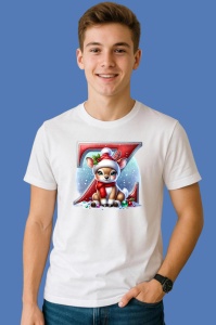 Tricou Z Litera Craciun Cu Ren Si Fulgi, din bumbac 100% Copii | Dama | Barbat - Img 2
