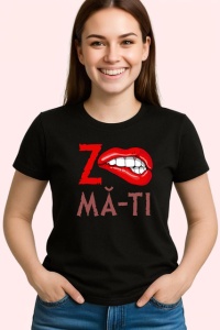 Tricou Z Ma-Ti Buze Rosii Muscate Mesaj Amuzant Ironic, din bumbac 100%, tricou negru Copii | Dama | Barbat - Img 3