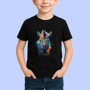 Tricou Zebra cu pete de culoare si fundal alb Copii | Dama | Barbat, culoare negru - Img 4