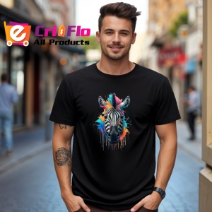 Tricou Zebra cu pete de culoare si fundal alb Copii | Dama | Barbat, culoare negru - Img 5