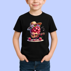 Tricou Zmeura amuzanta de vara cantaret, Fructe, Copii | Dama, culoare negru