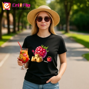 Tricou Zmeura amuzanta de vara castel de nisip, Fructe, Copii | Dama, culoare negru - Img 9