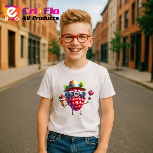 Tricou Zmeura amuzanta de vara cu inghetata, Fructe, Copii | Dama - Img 5