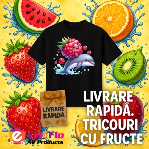 Tricou Zmeura amuzanta de vara delfin, Fructe, Copii | Dama, culoare negru - Img 12