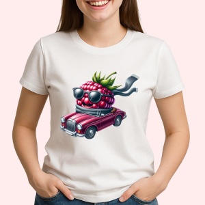 Tricou Zmeura amuzanta de vara in masina, Fructe, Copii | Dama - Img 2