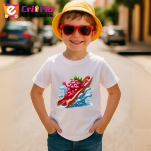 Tricou Zmeura amuzanta de vara in topogan, Fructe, Copii | Dama - Img 3