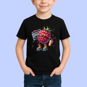 Tricou Zmeura amuzanta de vara party pe role, Fructe, Copii | Dama, culoare negru