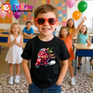Tricou Zmeura amuzanta de vara pe scuter, Fructe, Copii | Dama, culoare negru - Img 4