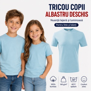 Tricouri copii simple din bumbac 100% – fete și băieți, 20 culori - Img 9