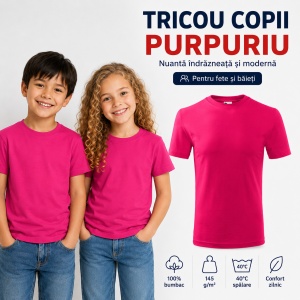 Tricouri copii simple din bumbac 100% – fete și băieți, 20 culori - Img 19