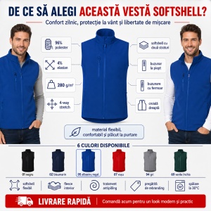 Vestă Bărbați tip Jachetă fără Mâneci, Softshell cu Fermoar – Trail 568 - Img 3