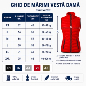 Vestă Damă tip Jachetă fără Mâneci, Matlasată, Ușoară și Călduroasă – Everest 554 - Img 4