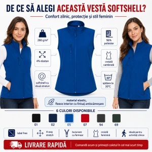 Vestă Damă tip Jachetă fără Mâneci, Softshell Elastică și Călduroasă – Trail 569 - Img 3