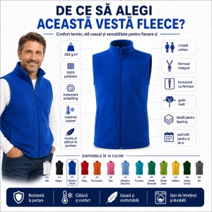 Vesta Polar Fleece Unisex Bărbat cu Fermoar Malfini Next 518 – 280 g/m² - Img 2