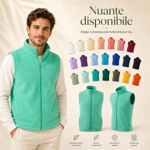 Vestă Polar Fleece Unisex Damă Bărbat Călduroasă cu Fermoar Malfini Next 518 - Img 10